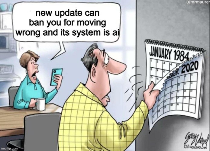 1984 Calendar | new update can ban you for moving wrong and its system is ai | image tagged in 1984 calendar | made w/ Imgflip meme maker