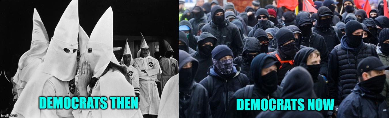 Democrats then democrats now | image tagged in kkk whispering,antifa declared terrorist group | made w/ Imgflip meme maker
