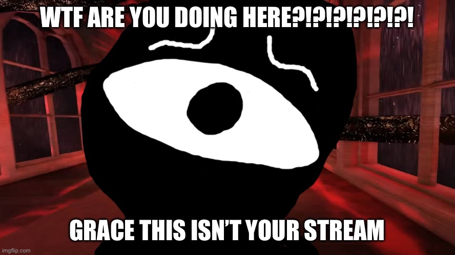 Seek peeking | WTF are you doing here?!?!?!?!?!?! Grace this isn’t your stream | image tagged in seek peeking | made w/ Imgflip meme maker