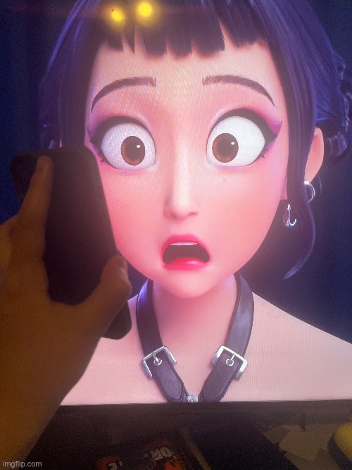 Zoey looking at phone | image tagged in kpop demon hunters,phone | made w/ Imgflip meme maker