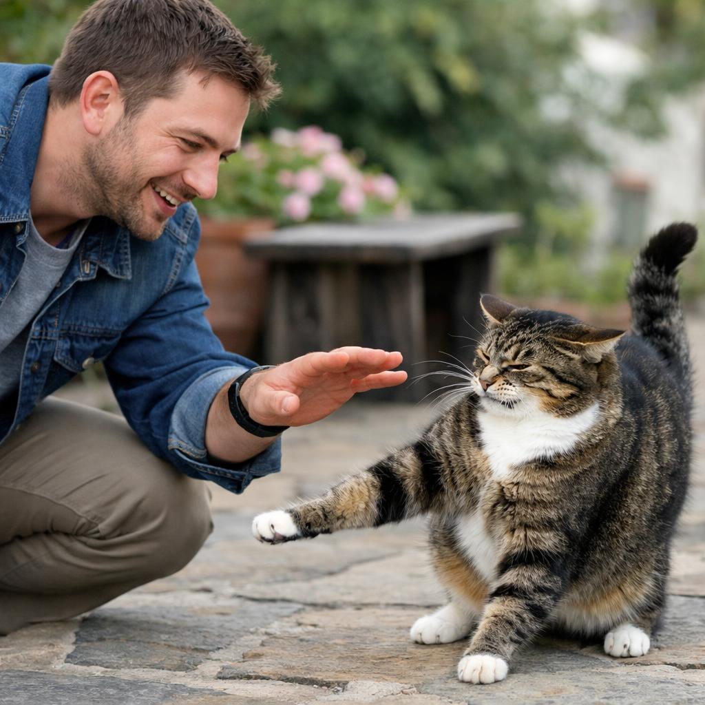 Man trying to pet a cat and the cat avoids him openly Blank Meme Template