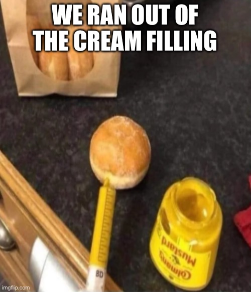 Donuts! | We ran out of the cream filling | image tagged in donuts | made w/ Imgflip meme maker