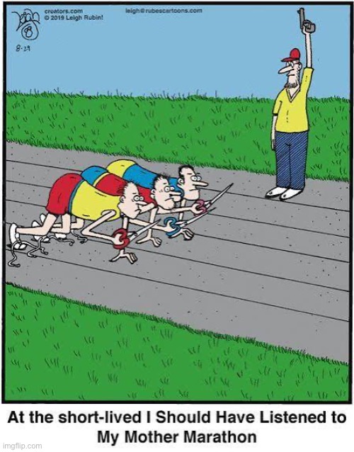 Rubes | image tagged in comics,rubes,race,running with scissors,shouldve listened to mom,short lived | made w/ Imgflip meme maker