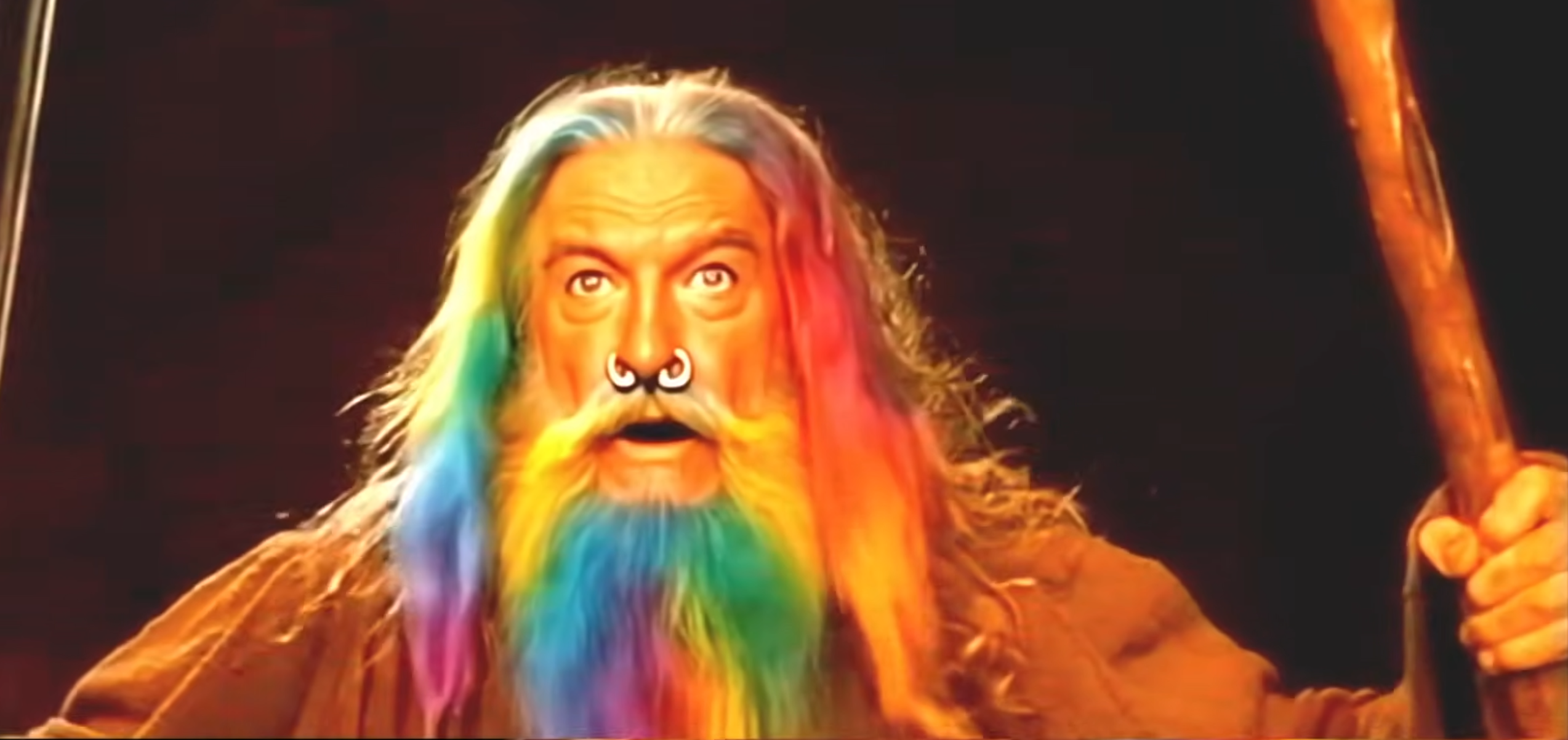 Rainbow Gandalf Blank Meme Template