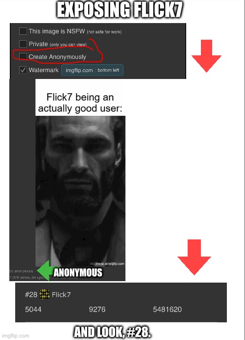 Thank me later. | Exposing Flick7; Anonymous; And look, #28. | image tagged in flick7,exposed | made w/ Imgflip meme maker