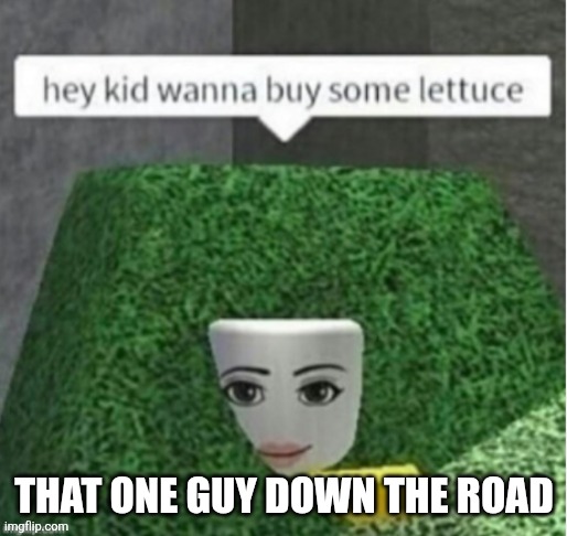 Sh*tpost | That one guy down the road | image tagged in lettuce | made w/ Imgflip meme maker