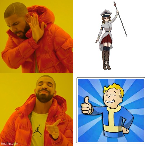 Thumbs Up To Checking Nuke! | image tagged in memes,drake hotline bling,vault boy,maya tau | made w/ Imgflip meme maker