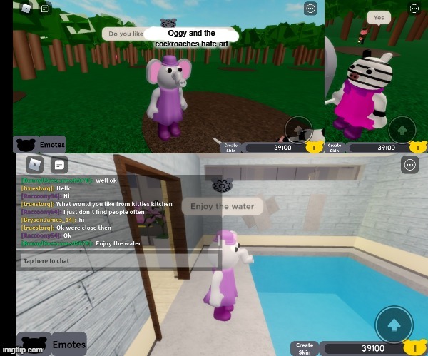 Why so much hate on my favorite show the sequel (grrr i wish there was a Oggy stream) | Oggy and the cockroaches hate art | image tagged in enjoy the river but its piggy | made w/ Imgflip meme maker