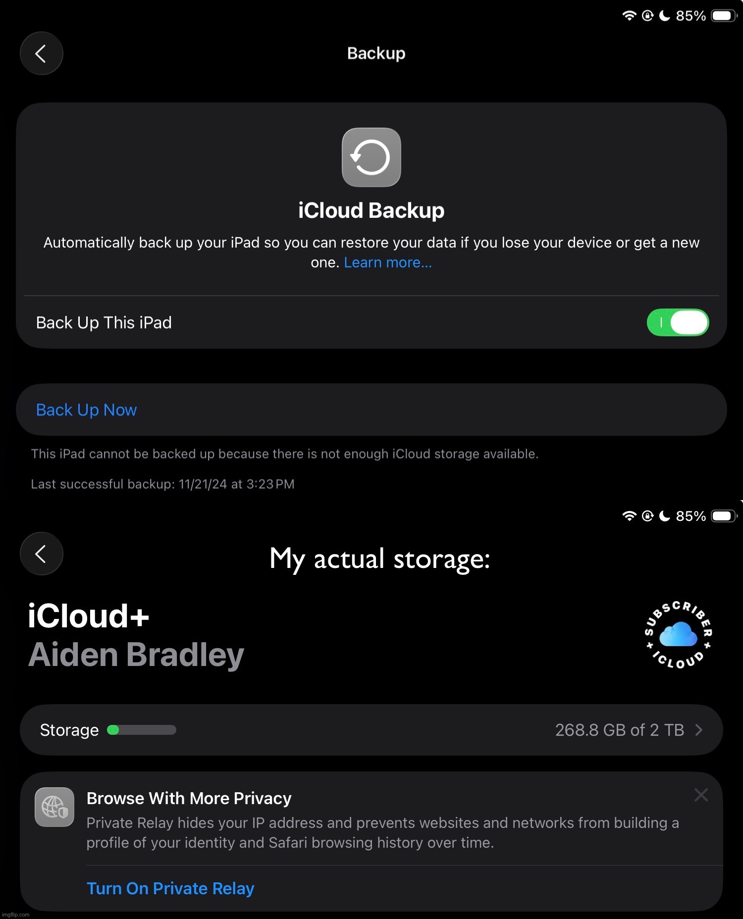 Go home, iCloud! You’re drunk! | My actual storage: | made w/ Imgflip meme maker