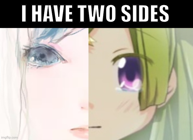 I have two sides | image tagged in memes,girls,tears | made w/ Imgflip meme maker
