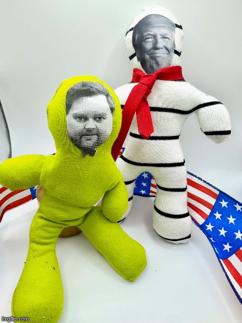 Ong WE are using this as a reaction image | image tagged in the humble trump and j d vance voodoo dolls | made w/ Imgflip meme maker