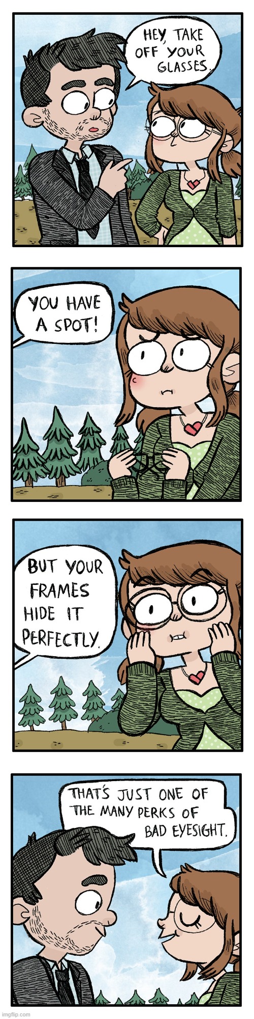 image tagged in spot,pimple,glasses,hide,perks,blind | made w/ Imgflip meme maker