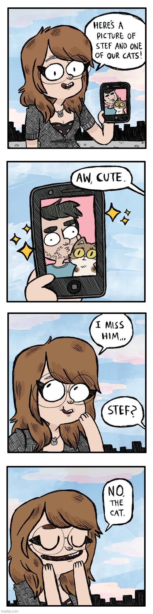 image tagged in phone,picture,spouse,cat,miss,him | made w/ Imgflip meme maker