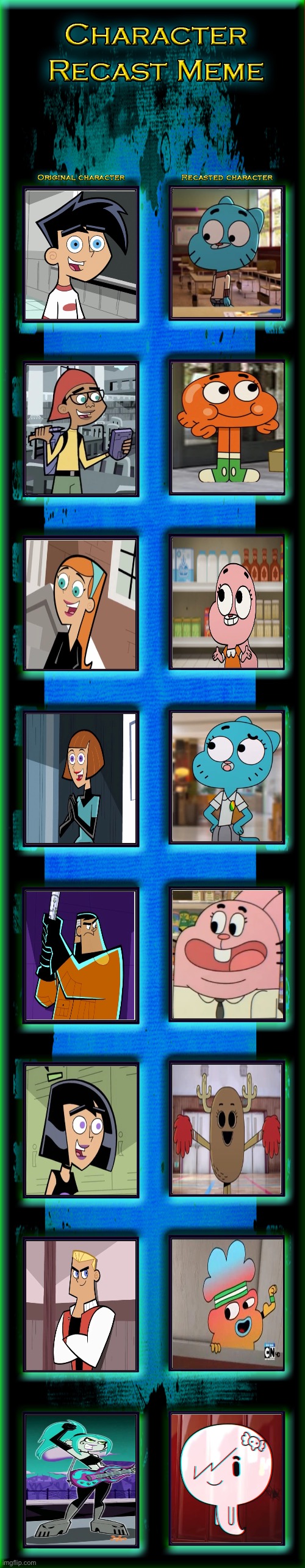 The Amazing World of Gumball Characters as Danny Phantom Characters (Part 1) (REMAKE) | image tagged in recast meme template | made w/ Imgflip meme maker