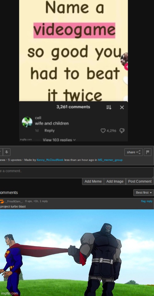 image tagged in darkseid pulling superman cape | made w/ Imgflip meme maker