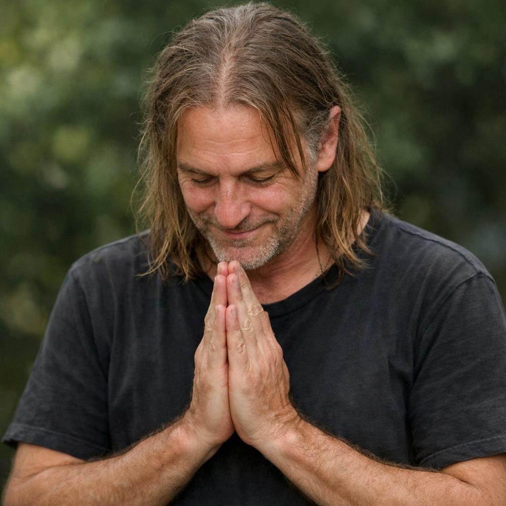 American male Anjali Mudra blessing Blank Meme Template