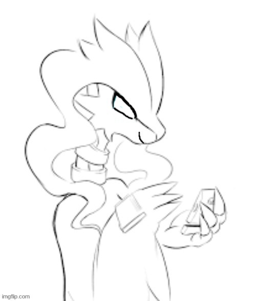 reshiram looking at phone smirking | image tagged in reshiram looking at phone smirking | made w/ Imgflip meme maker