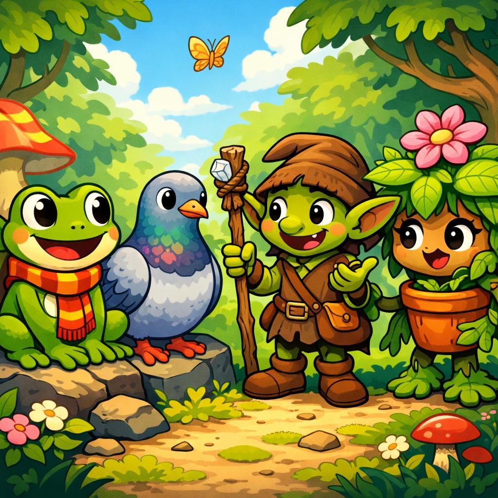 Frog, pigeon, goblin, plant Blank Meme Template