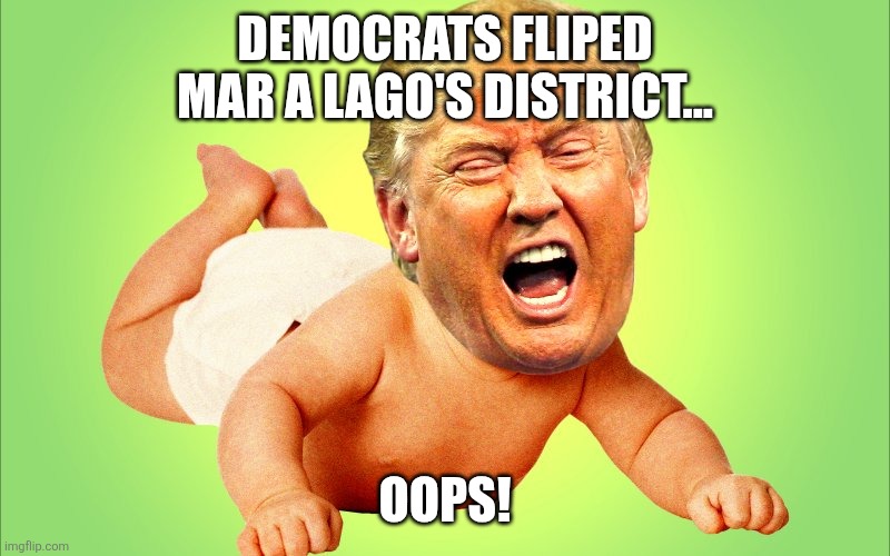 Blue tsunami coming hard | Democrats fliped mar a lago's district... Oops! | image tagged in donald trump,trump,elections,iran,jeffrey epstein,nevertrump | made w/ Imgflip meme maker