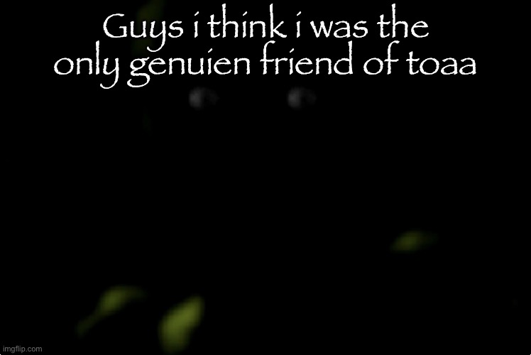 ("was" is the key word here -wubboc) (He isn’t alone. -Spinel) | Guys i think i was the only genuien friend of toaa | image tagged in springtrap stare | made w/ Imgflip meme maker