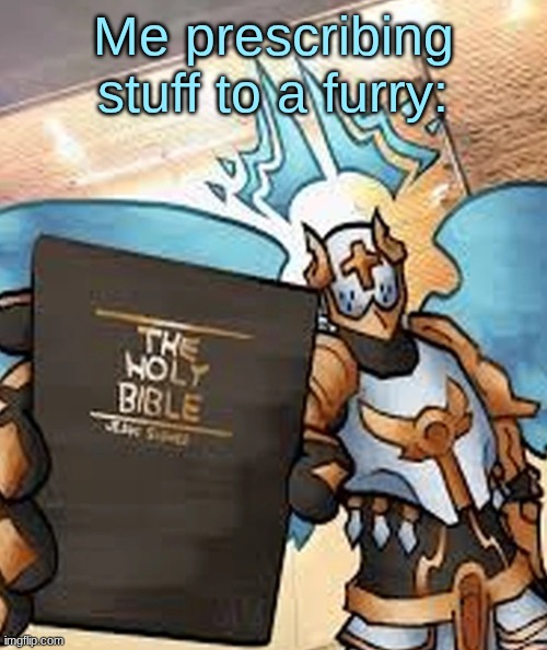 gabriel ultrakill | Me prescribing stuff to a furry: | image tagged in gabriel ultrakill | made w/ Imgflip meme maker