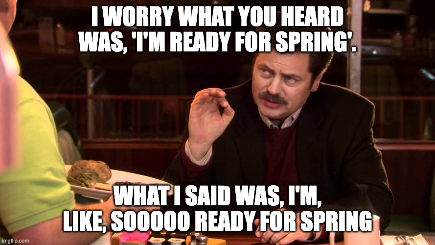 I said all the bacon and eggs | I worry what you heard was, 'I'm ready for spring'. What I said was, I'm, like, sooooo ready for spring | image tagged in i said all the bacon and eggs | made w/ Imgflip meme maker