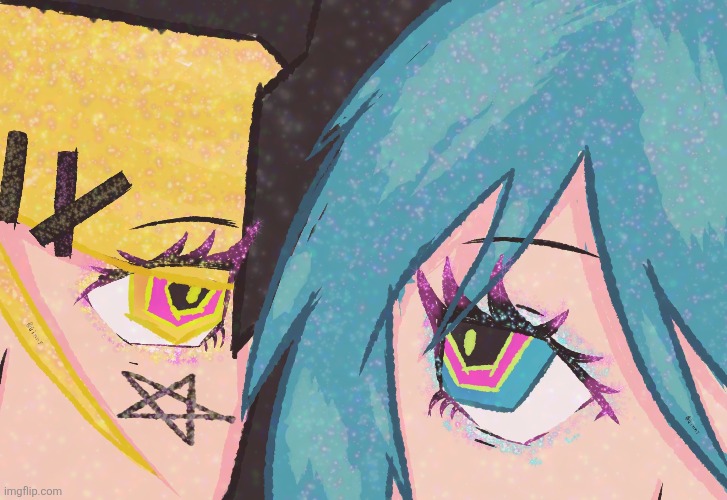 I told u were needed more glitter | image tagged in drawing,vocaloid,hatsune miku,kagamine rin,rinku,yes this is yuri | made w/ Imgflip meme maker