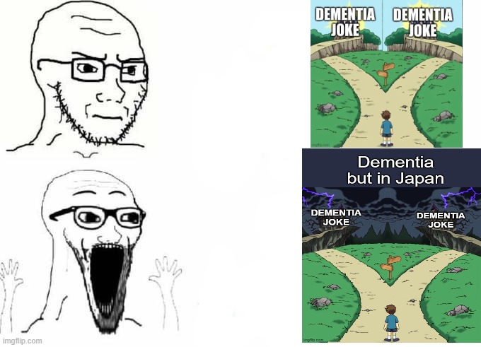 Dementia vs Dementia in japan | image tagged in place japan template,japan,dementia,manga | made w/ Imgflip meme maker