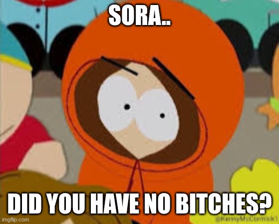 No bitches? (Kenny edition) | sora.. did you have no bitches? | image tagged in no bitches kenny edition | made w/ Imgflip meme maker