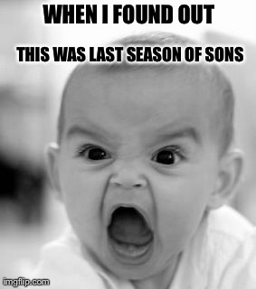 Angry Baby | WHEN I FOUND OUT THIS WAS LAST SEASON OF SONS | image tagged in memes,angry baby | made w/ Imgflip meme maker