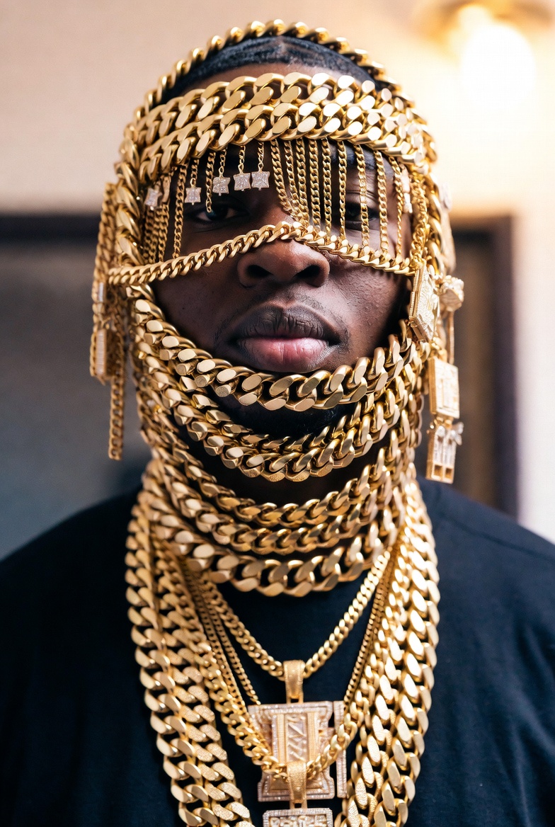 Rapper gold chains Blank Meme Template