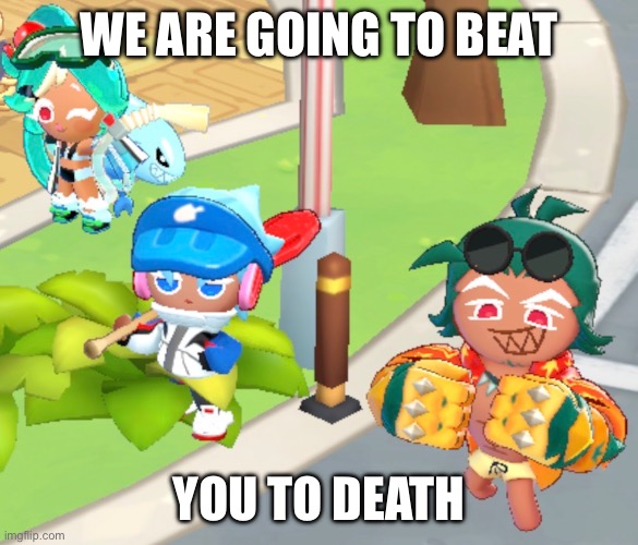 Café Fruit Bomber Will Fix Your Problems (Another OvenSmash Meme, Because Why Not?) | We are going to beat; You to death | image tagged in cookie run ovensmash,we are going to beat you to death,memes,cookie run,cafe fruit bomber | made w/ Imgflip meme maker