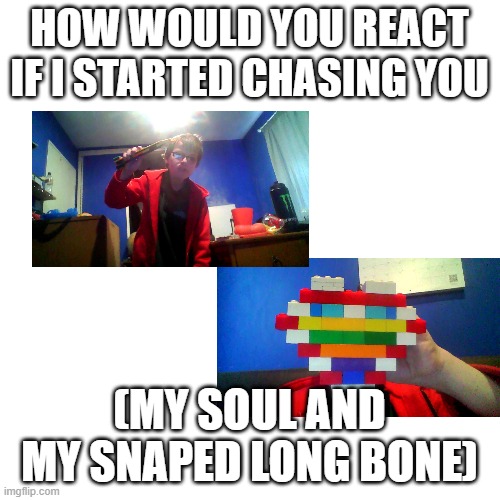 how would you react | how would you react if i started chasing you; (my soul and my snaped long bone) | image tagged in memes,blank transparent square | made w/ Imgflip meme maker