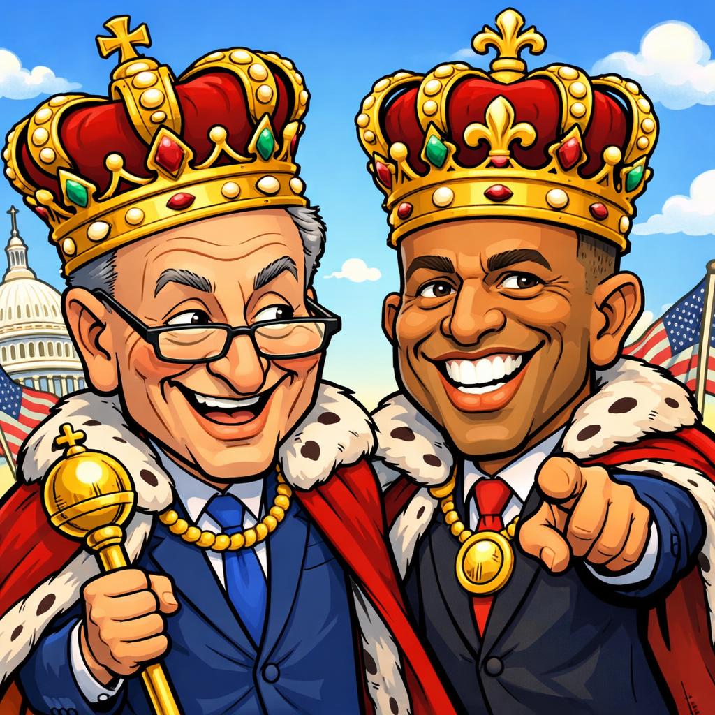 Chuck schumer and Hakeem Jefferies wearing crowns Blank Meme Template