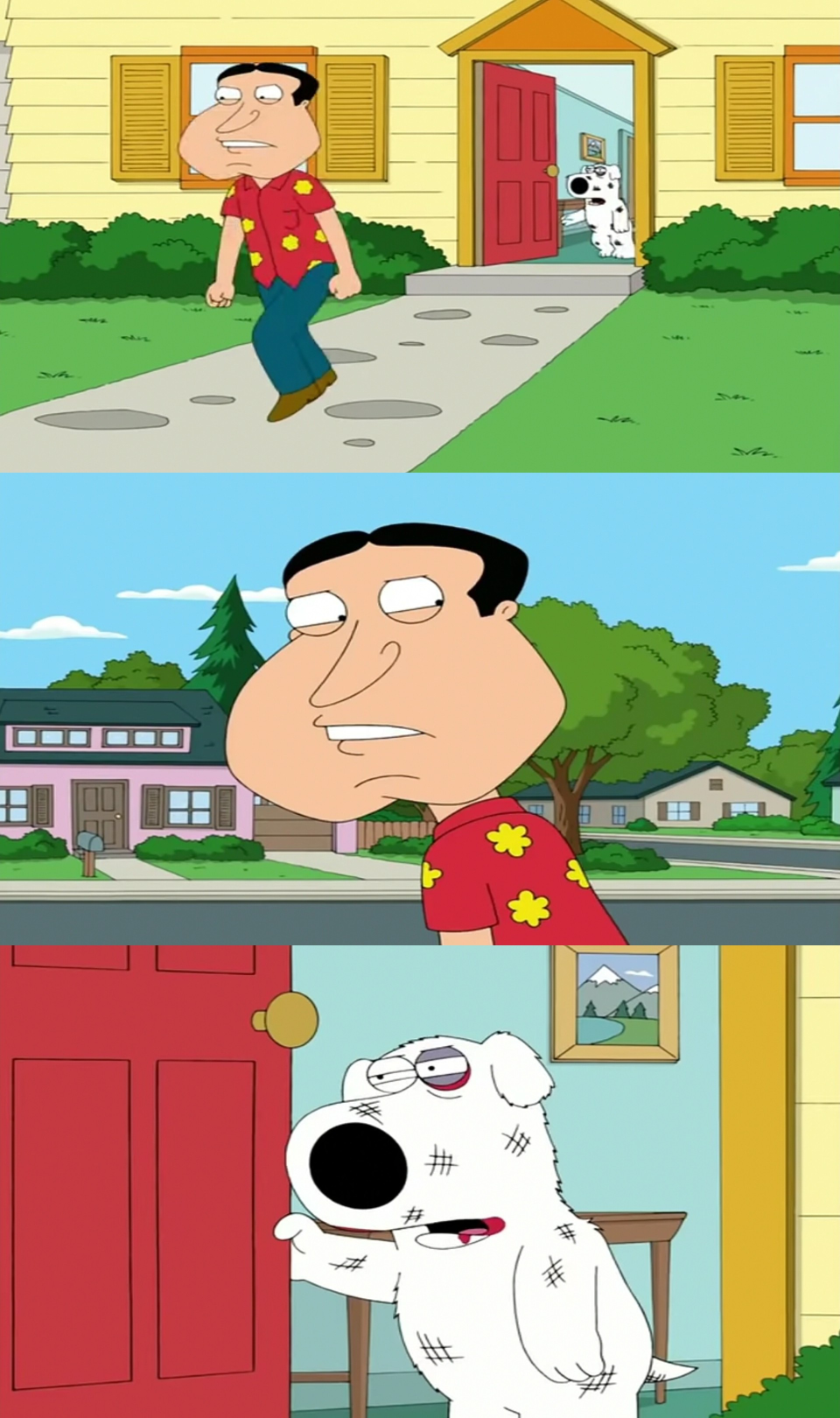 Beaten up Brian calling out Quagmire Blank Meme Template