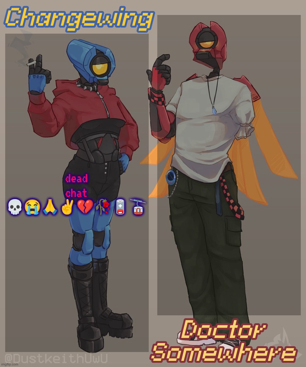 Changewing & Doctor Somewhere Ultrakill Shared Template 2 | dead chat
💀😭🙏✌💔🥀🪫🚡 | image tagged in changewing doctor somewhere ultrakill shared template 2 | made w/ Imgflip meme maker