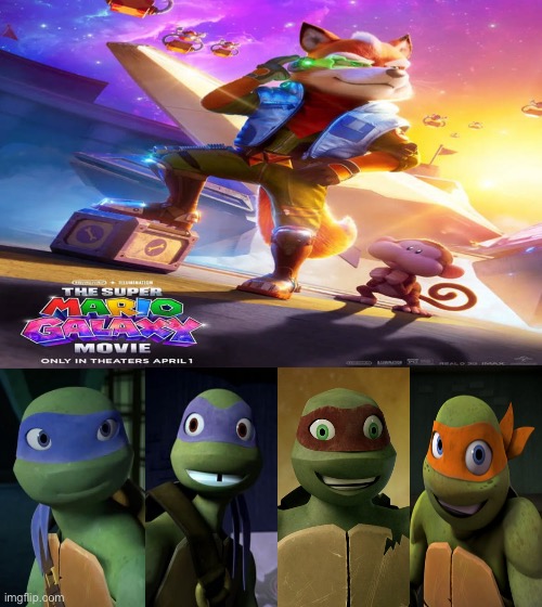 2012 Turtles Reaction to Fox McCloud in The Super Mario Galaxy Movie | image tagged in tmnt,nickelodeon,illumination,super mario,fox mccloud,meme | made w/ Imgflip meme maker