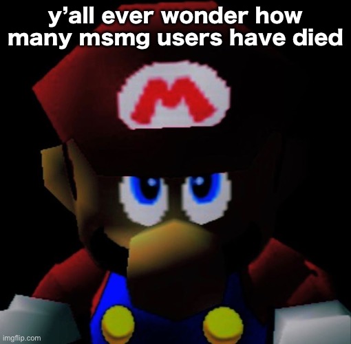 SM64 Mario staring | y’all ever wonder how many msmg users have died | image tagged in sm64 mario staring | made w/ Imgflip meme maker