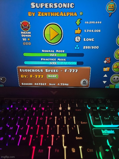 Haven't posted supersonic progress in a while but before this I got 51, 61, 64, and 66 as new bests | made w/ Imgflip meme maker