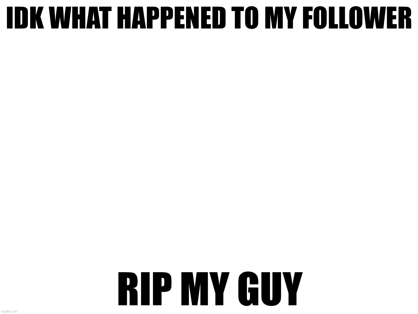 RIP My Follower | IDK WHAT HAPPENED TO MY FOLLOWER; RIP MY GUY | image tagged in rip,follower | made w/ Imgflip meme maker