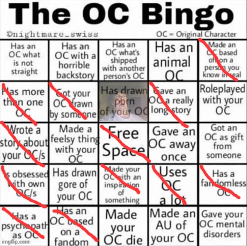 The OC bingo | image tagged in the oc bingo | made w/ Imgflip meme maker