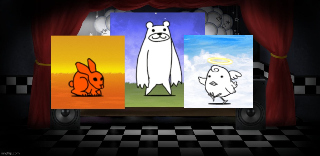 Battle cats stage | image tagged in show stage fnaf 1 | made w/ Imgflip meme maker