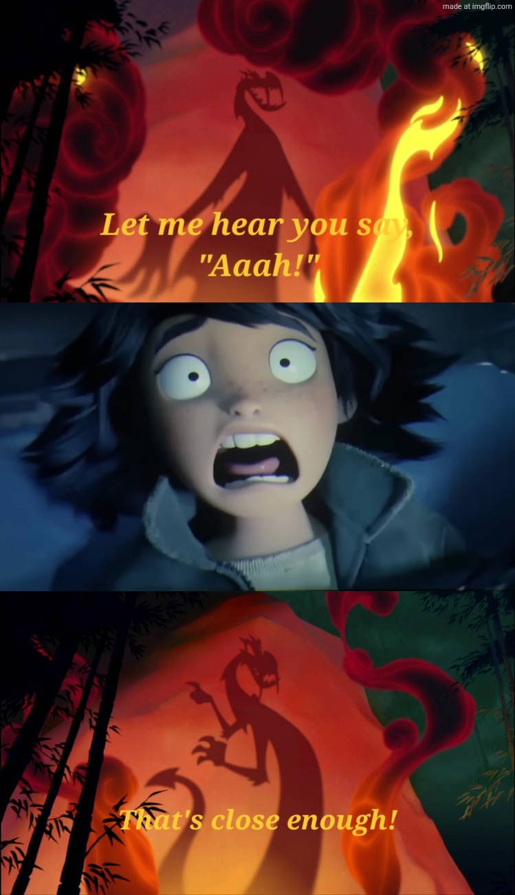 Mabel Tanaka reacts to Mushu's shadow? | image tagged in who reacts to mushu's shadow,deviantart,disney,pixar,disney princesses,deviantart week | made w/ Imgflip meme maker