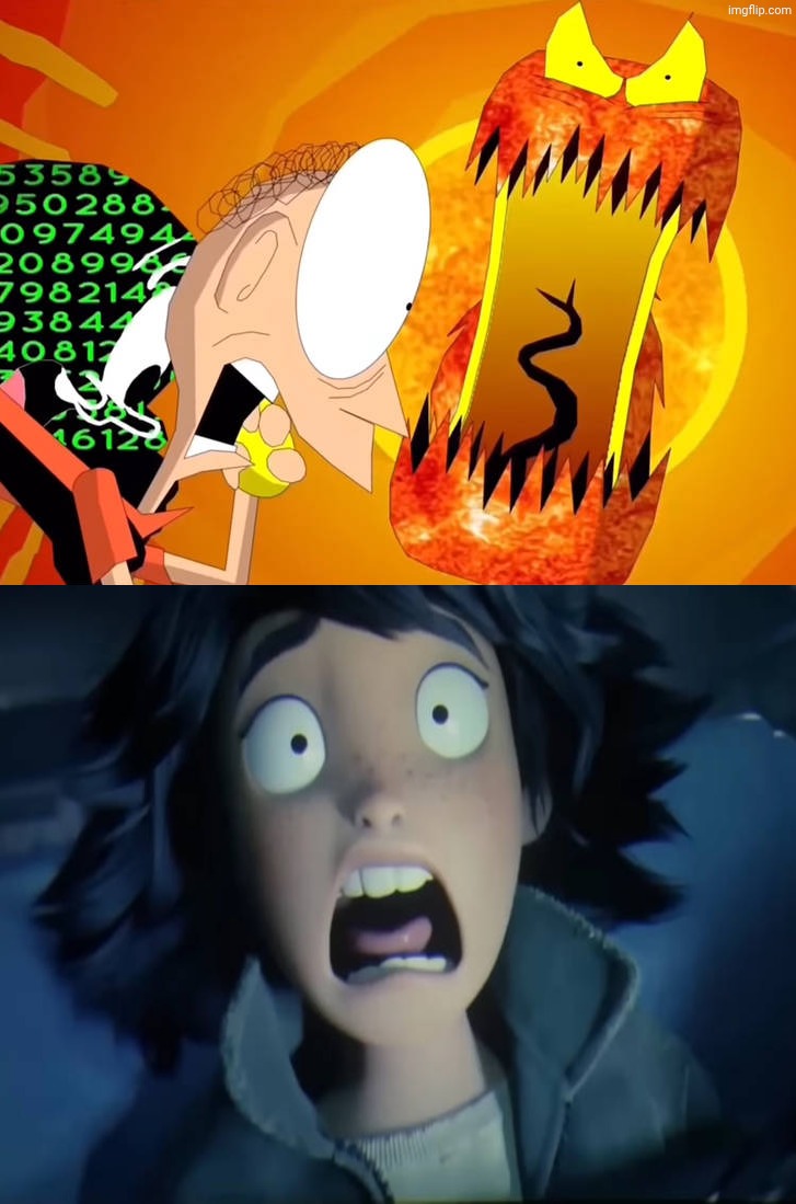 Mabel Tanaka scared by Virusaurus Rex | image tagged in who scared by virusaurus rex,deviantart,disney,pixar,youtube,deviantart week | made w/ Imgflip meme maker