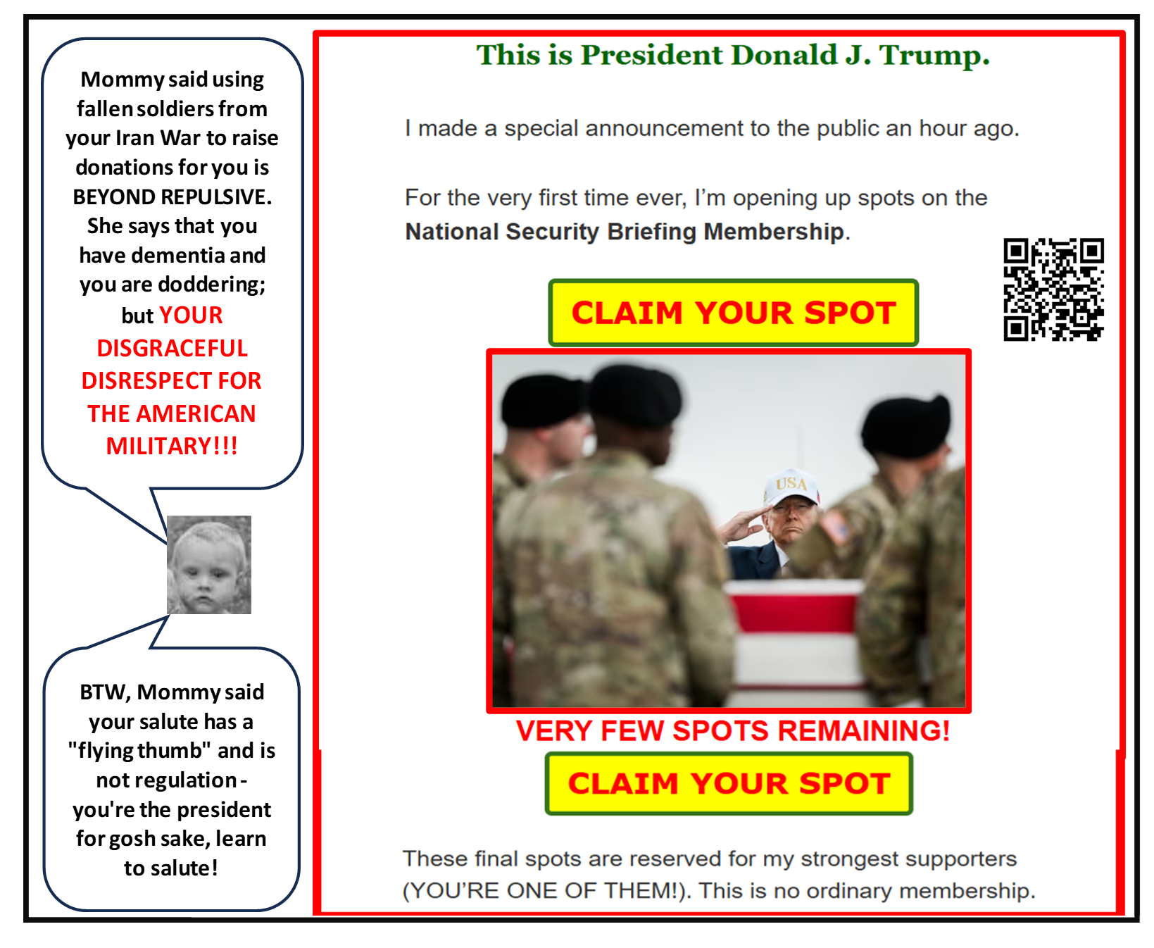 Old Doddering Don Disrespect for Fallen U.S. Soldiers Blank Meme Template