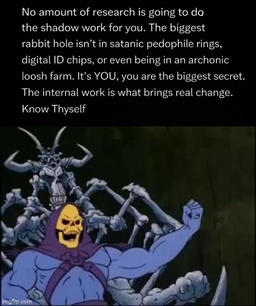 Know thyself | image tagged in skeletor proclaiming,knowledge is power | made w/ Imgflip meme maker