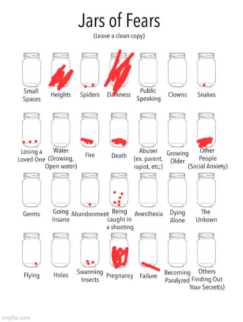 These are all the fears I can think of | image tagged in jar of fears clear version,remix | made w/ Imgflip meme maker