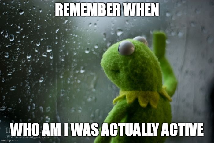 who am i replied to my comment and upvoted it back in 2024 | Remember when; Who am I was actually active | image tagged in kermit window,who am i,remember | made w/ Imgflip meme maker