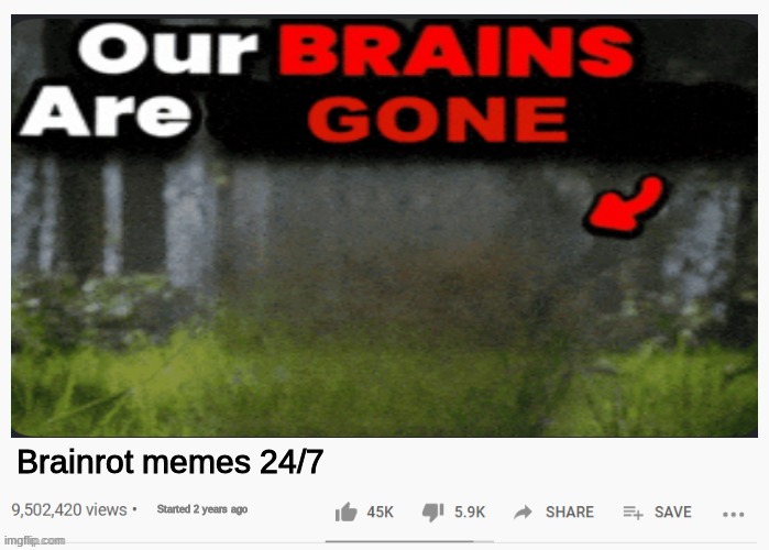 Brainrot memes 24/7 | Brainrot memes 24/7; Started 2 years ago | image tagged in youtube video template | made w/ Imgflip meme maker