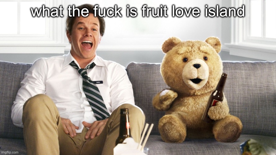 ted | what the fuck is fruit love island | image tagged in ted | made w/ Imgflip meme maker